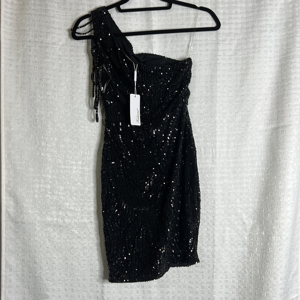 NWT One Shoulder Sequins Mini Dress - Picture 6 of 9